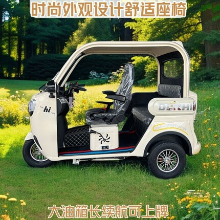 大志无级变速老年代步三轮摩托车国标带棚水冷家用接送孩子三轮车
