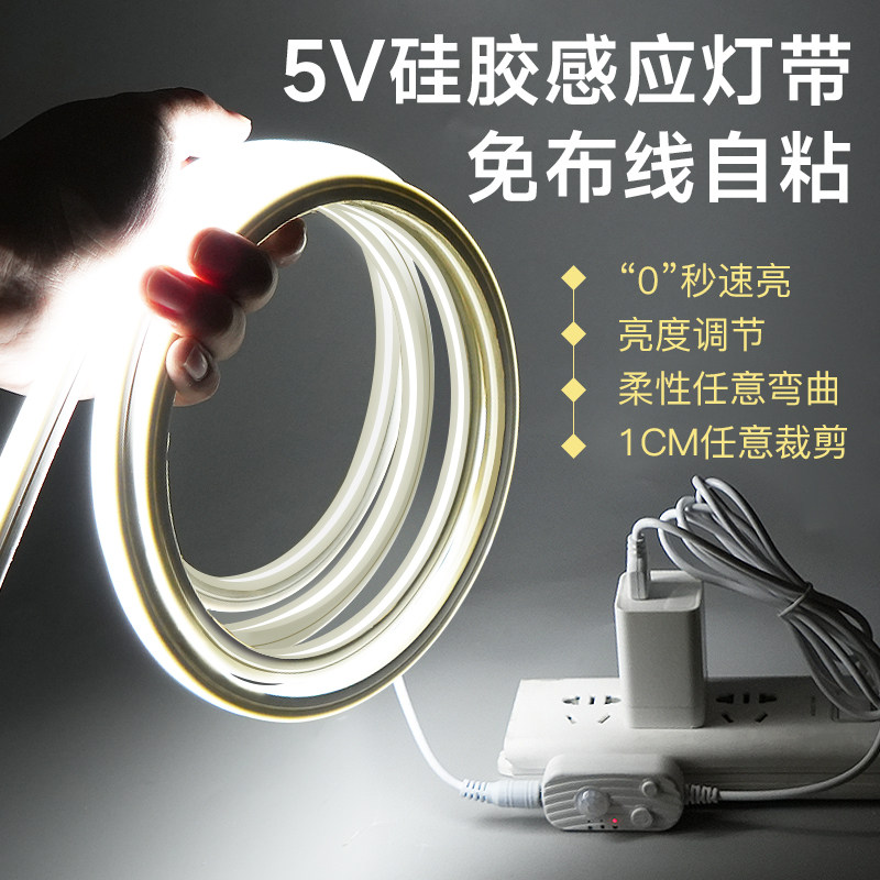 烁宇5v硅胶灯带人体感应usb插电图片