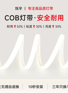 烁宇灯带led灯条220v客厅吊顶超亮户外防水自粘新款COB室外墙灯带
