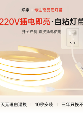 220V灯带led灯条cob室内卧室床头客厅电视背景墙开关插电款氛围灯