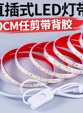 灯带led灯条超亮220v户外防水照明自粘客厅吊顶氛围灯柜鱼缸专用