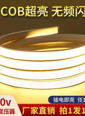 220v超亮cob灯带led灯条嵌入式客厅吊顶线形灯户外线性防水软灯条