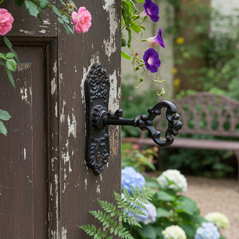 欧式复古铸铁钥匙门把手壁饰家居创意雕花衣柜橱柜装饰室内门拉手