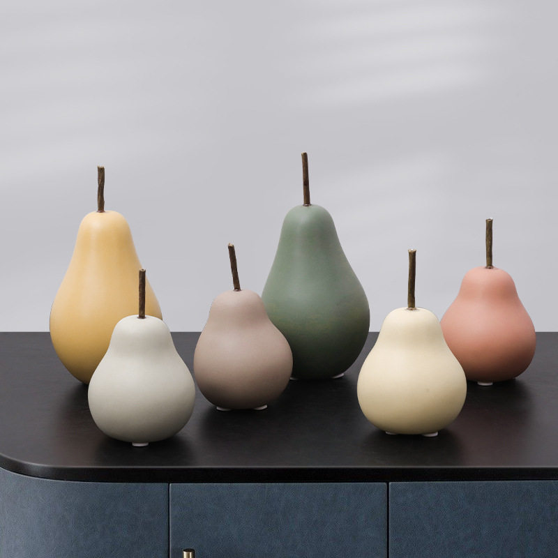 北欧莫兰迪INS陶瓷梨子创意家居摆件客厅玄关酒柜办公室餐桌软装,家居饰品,装饰摆件,淘宝优惠券,粉丝福利购,淘宝优惠卷