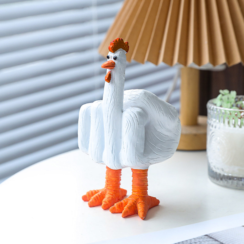 亚马逊跨境新款可爱的中指鸡树脂工艺品装饰动物雕像家居客厅摆件,家居饰品,装饰摆件,淘宝优惠券,粉丝福利购,淘宝优惠卷