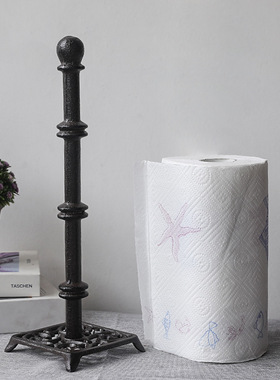 跨境复古铸铁几何立式纸巾架摆件擦手纸巾吸油纸收纳架厨房装饰