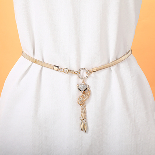 弹力细腰带女配裙子松紧装 百搭镶钻裙带腰链女黑金 饰连衣裙夏秋季