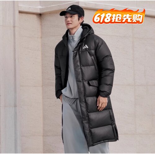 Adidas 阿迪达斯保暖休闲长款鸭绒羽绒服男女秋冬新款KF2143