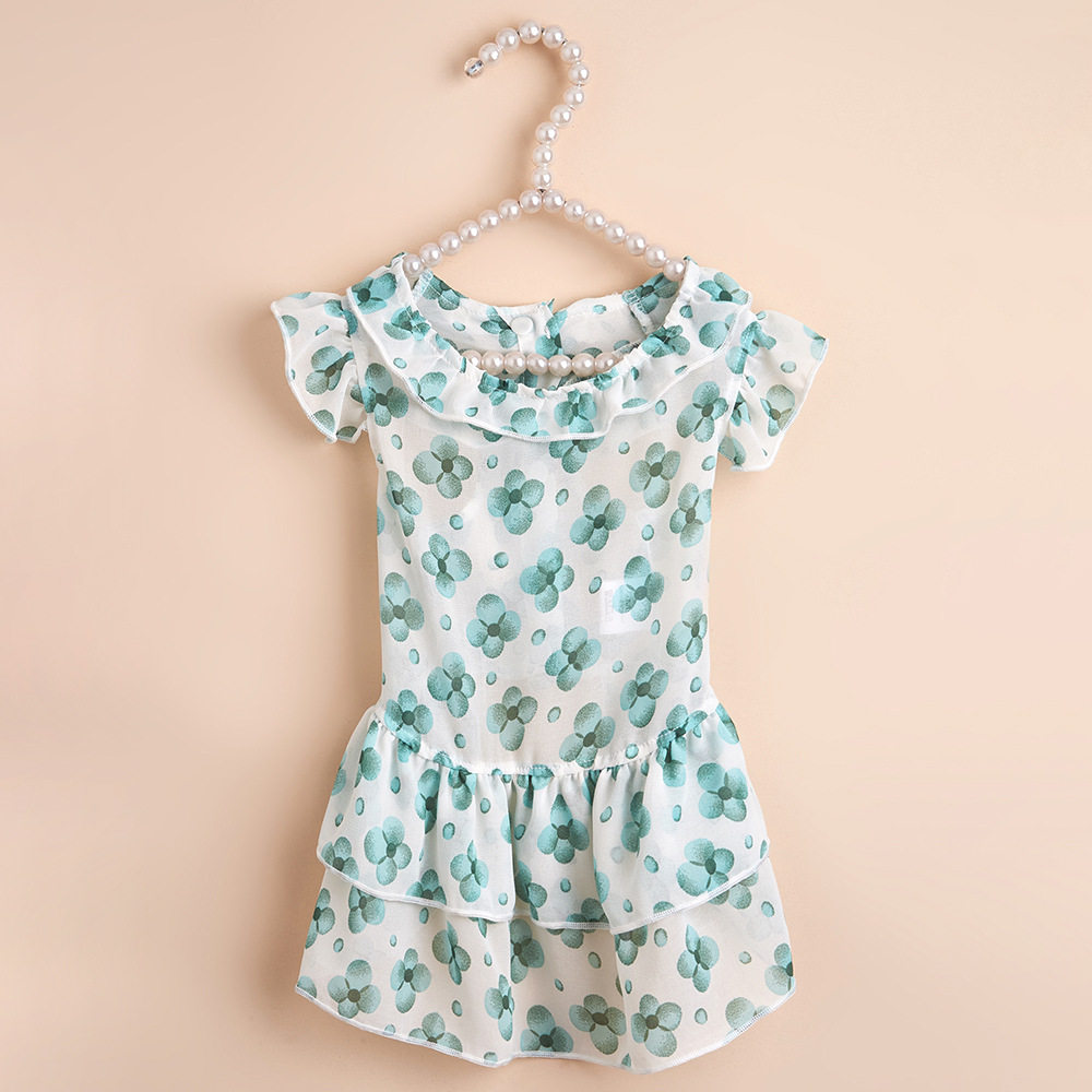 狗狗衣服夏裙子猫咪连衣裙绿色印花比熊泰迪雪纳瑞约克夏宠物衣服