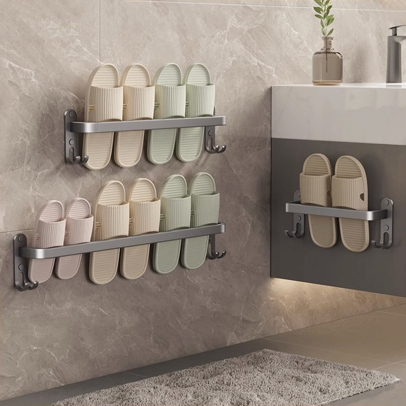 吉百居免打孔浴室太空铝拖鞋架