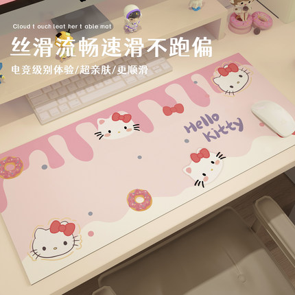 卡通女生鼠标垫超大号办公键盘垫皮革防水可擦书桌写字台创意桌布