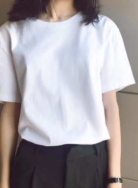 夏季短款纯白色T恤女短袖宽松春装2023年新款棉质上衣内搭打底衫
