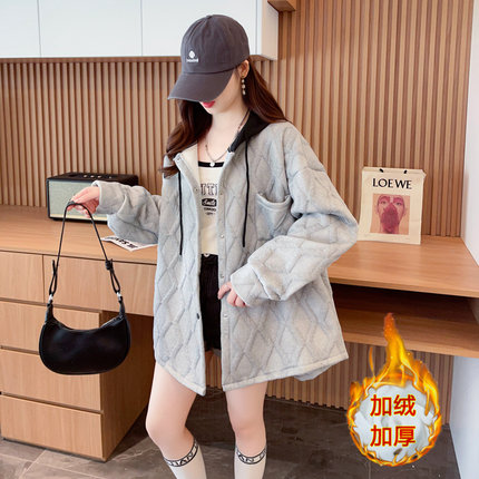 遮屁股衣服欧货休闲百搭卫衣外套女士春秋冬季中长新爆款加绒开衫