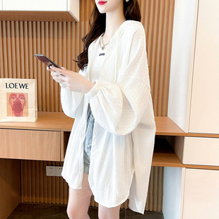 高级设计感慵懒风连帽衬衫女春秋中长新爆款韩版宽松洋气长袖衬衣
