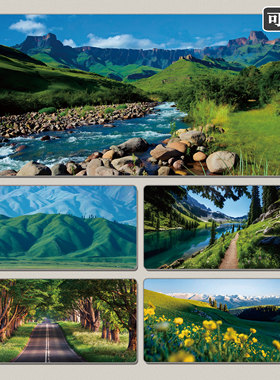 绿色护眼鼠标垫超大自然风景高颜值电脑办公桌垫键盘垫护腕锁边