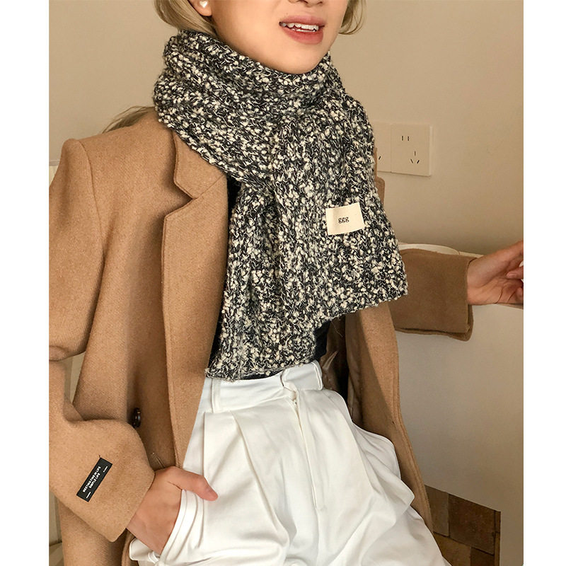 韩国东大门代购款高级感ins风纯色围巾女秋冬含羊毛保暖加厚围脖