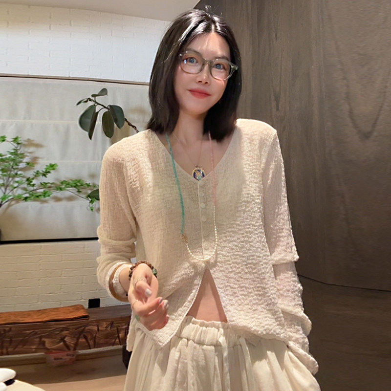 LUNA“无限松弛”两色亚麻镂空高弹防晒针织开衫,女装/女士精品,毛针织衫,淘宝优惠券,粉丝福利购,淘宝优惠卷