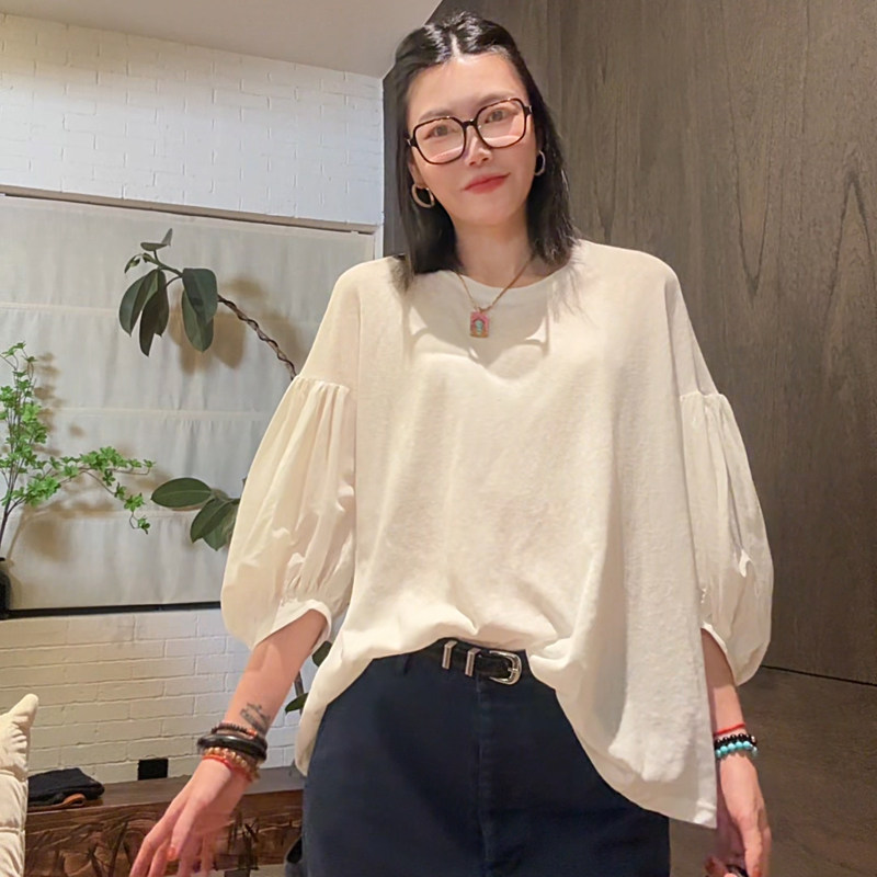LUNA“复古膨膨袖”灯笼袖宽松垂感T恤上衣,女装/女士精品,T恤,淘宝优惠券,粉丝福利购,淘宝优惠卷