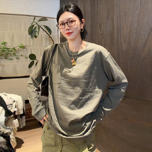 LUNA“JP日系女王”高贵竹节棉肌理感长袖打底奢华T恤