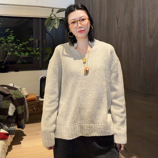 LUNA“烟花”两色羊驼毛古着毛衣粗棒针时装毛衣