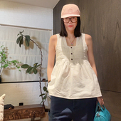 LUNA 上衣 褶皱拼接蕾丝叠穿花边无袖 法式 公主