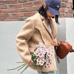 女魔王拉毛不起球重磅秘鲁羊驼毛外套 廓形设计师风 aire