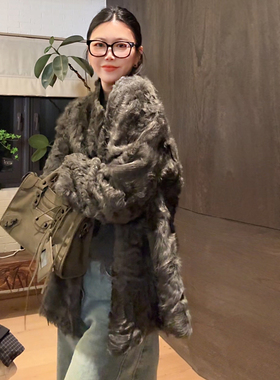 LUNA“市面TOP1”特选产区小湖羊软黄金双面穿皮毛一体皮草外套