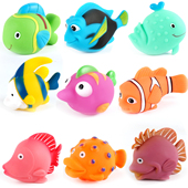 宝宝浴室洗澡喷水玩具儿童泳池漂浮戏水玩具海洋鱼捏捏乐早教益智