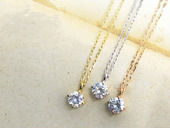 简约s925银镀金超闪镶嵌气质单颗钻石项链锁骨链鼻屎钻银色玫瑰金