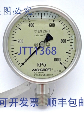 原装供应ASHCROF 差压表 100-T6500 316L 0-1000 kPa
