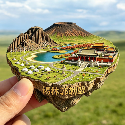 【锡林郭勒盟冰箱贴】内蒙古乌兰哈达火山群浩特贝子庙旅游纪念品