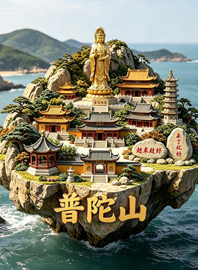 【普陀山冰箱贴】浙江舟山文创贴饰普济寺南海观音打卡旅游纪念品