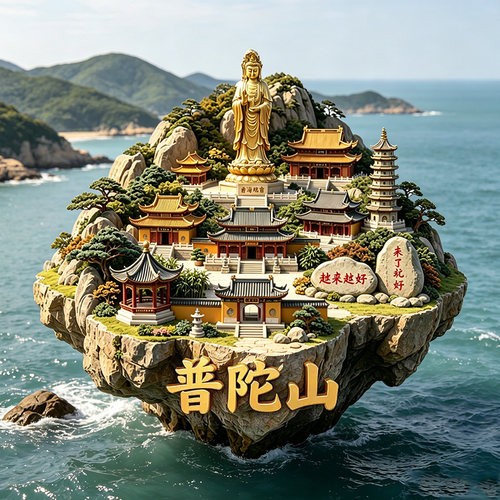 【普陀山冰箱贴】浙江舟山文创贴饰普济寺南海观音打卡旅游纪念品