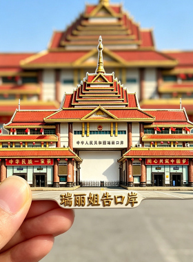 【瑞丽姐告口岸冰箱贴】云南文创文旅中缅边境瑞丽国门旅游纪念品