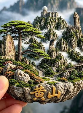 【黄山冰箱贴】安徽黄山风景标志性迎客松旅游打卡文创纪念品磁贴