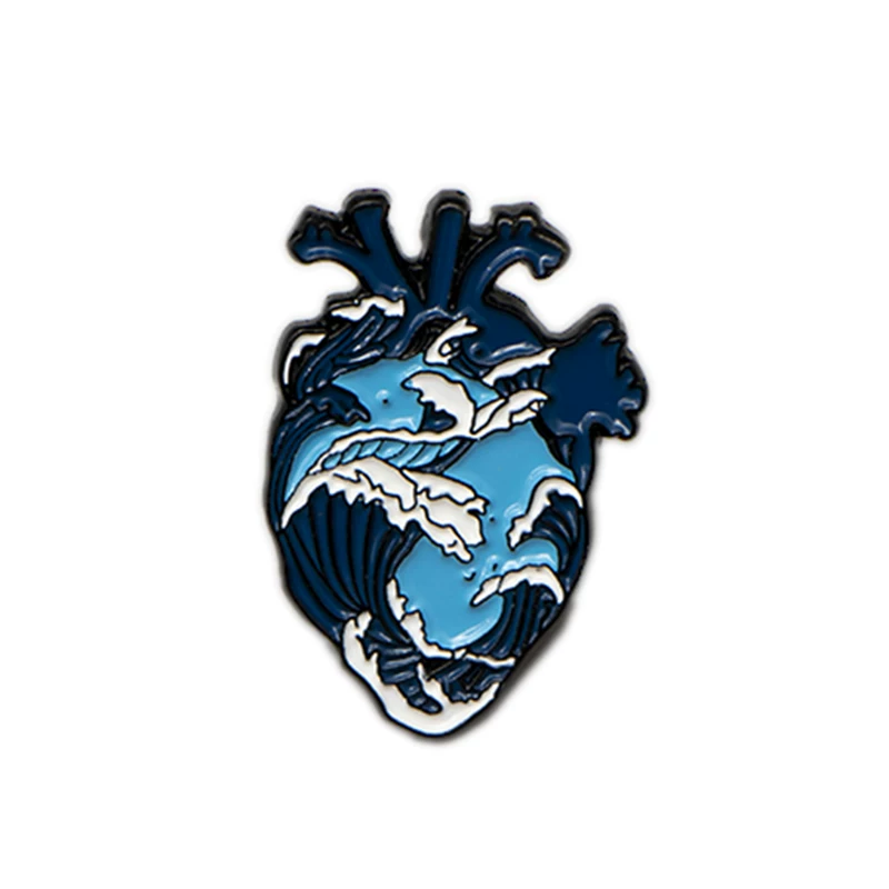 Сердце, бренд японский мультфильм брошка, милый морской значок, рюкзак, пенал, булавка