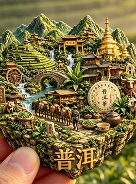 【普洱冰箱贴】云南山茶园古茶寨少数民族风情磁贴游客纪念小礼品