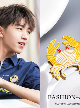 王俊凯周边镂空小螃蟹胸针高颜值文艺金属徽章学生衣服书包挂件潮