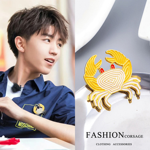 王俊凯周边镂空小螃蟹胸针高颜值文艺金属徽章学生衣服书包挂件潮