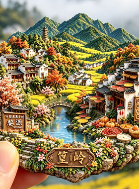 【篁岭冰箱贴】江西婺源文创文旅晒秋古村落徽派建筑梯田花海磁贴