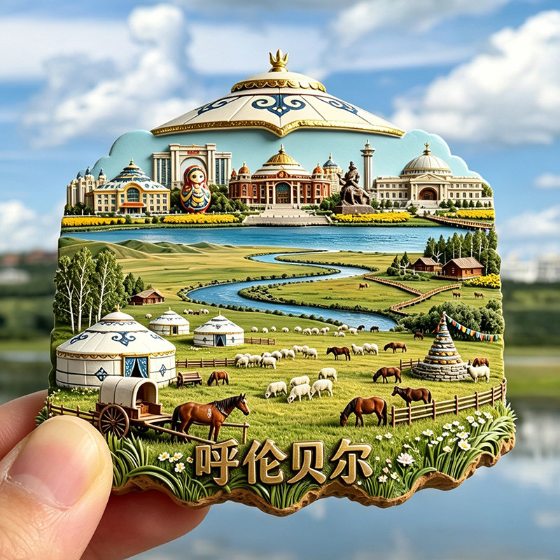 【呼伦贝尔冰箱贴】内蒙古文旅文创首府海拉尔旅游伴手礼磁吸贴饰