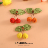 布艺小樱桃别针森系可爱甜美文艺男女衣服包包装 饰品挂件挂饰别针