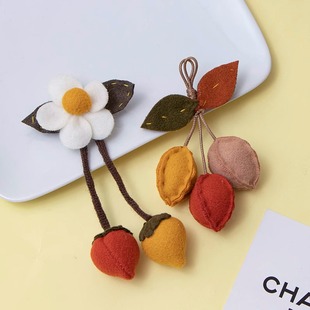 奶咖色花朵胸针秋冬绒毛布艺固定衣服毛衣别针女包包挂件叶子配饰