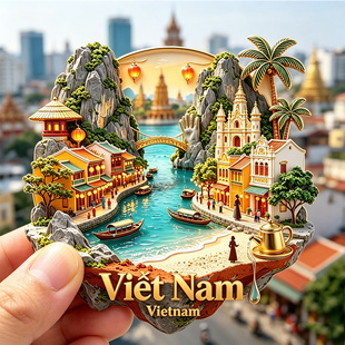 【越南冰箱贴】东南亚 3D 浮雕Viet Nam湄公河游船文创磁吸摆件