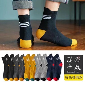 诸暨袜子男士秋冬薄款防臭中筒吸汗运动春秋冬天ins潮长袜