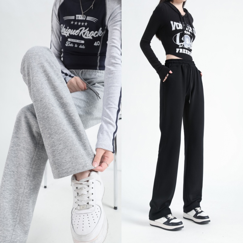 高腰宽松阔腿裤运动裤直筒裤女