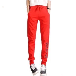 2025新款秋冬季运动裤女休闲裤加绒束脚小脚宽松显瘦学生收口卫裤