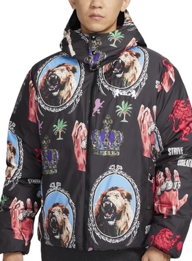 耐克NikeTHERMA-FIT詹姆斯狮王印花防风保暖连帽羽绒服FB6975-010