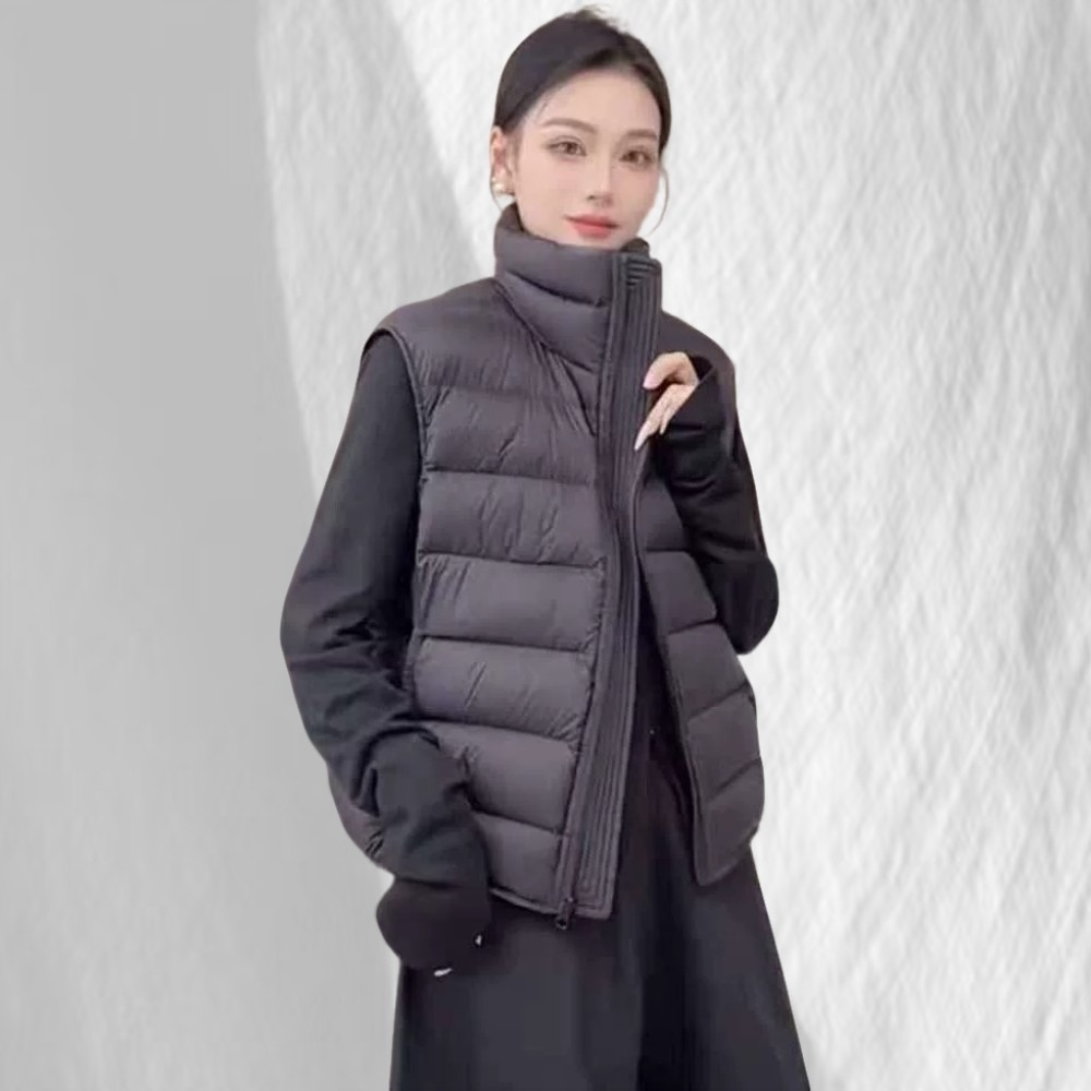 立领排骨羽绒服马甲女2025新款保暖百搭高分感气质坎肩