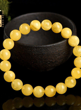 久雅水晶 天然蜜蜡手链 满蜜金绞蜜蜜蜡圆珠手串 百花蜜蜜蜡手环